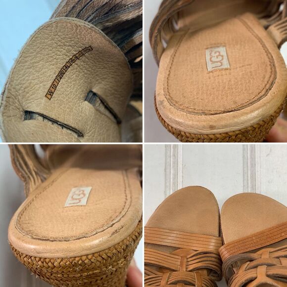 UGG Melinda Brown Leather Wedge Platforms Sandals - Picture 4 of 12